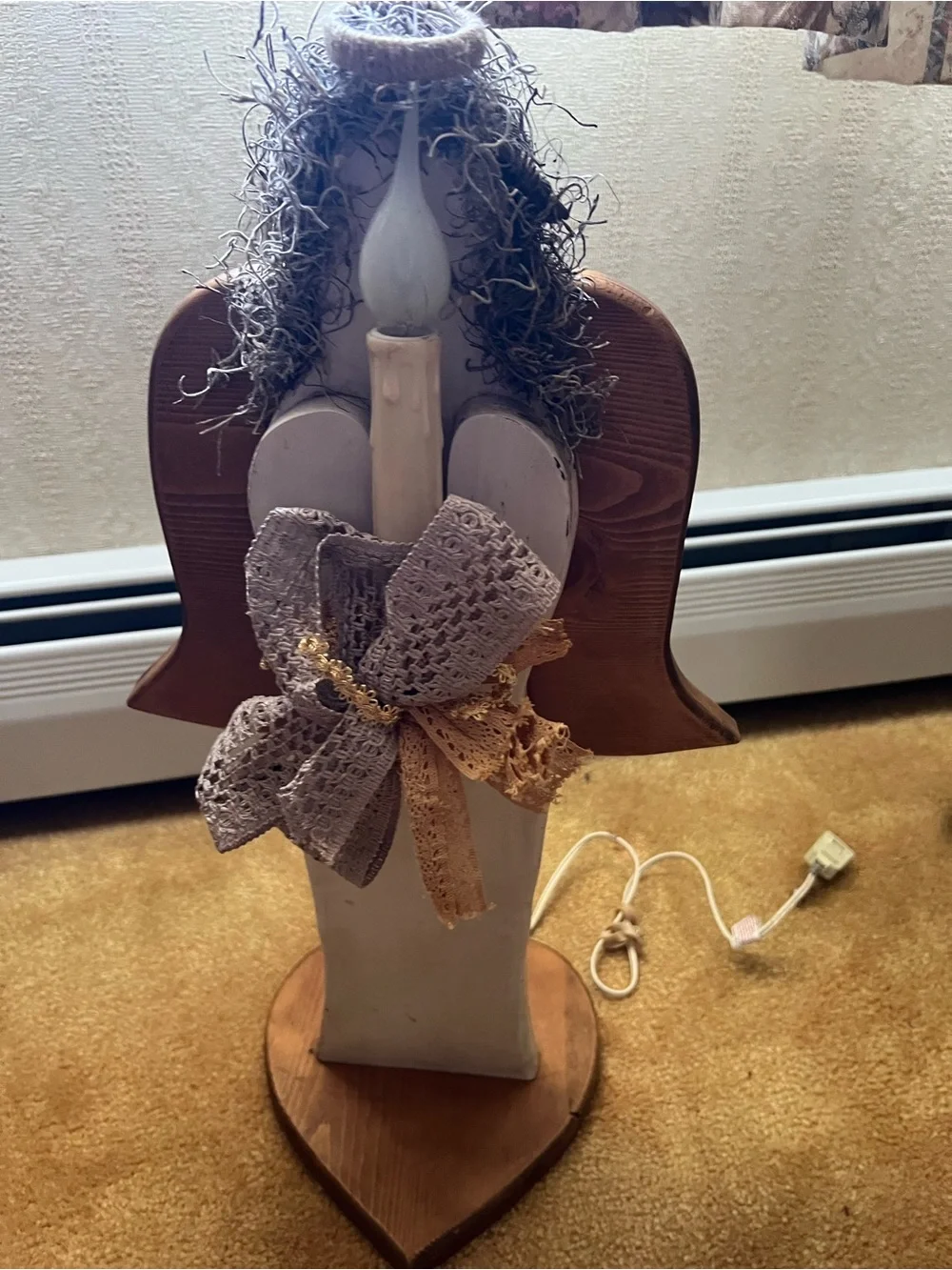 Large White Wooden Angel Table light